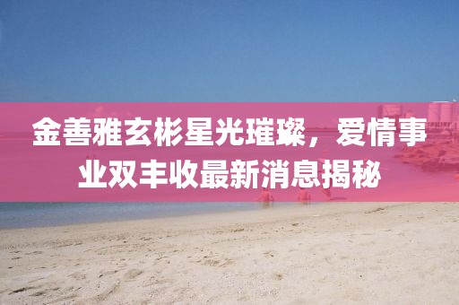 金善雅玄彬星光璀璨，愛情事業(yè)雙豐收最新消息揭秘