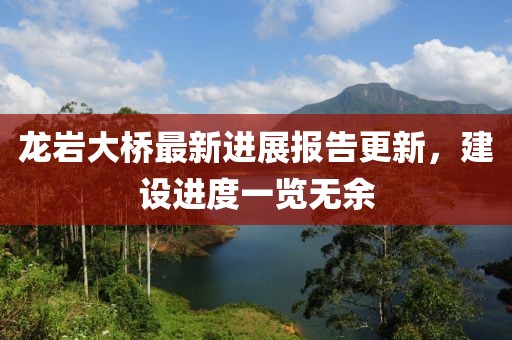 龍巖大橋最新進(jìn)展報(bào)告更新，建設(shè)進(jìn)度一覽無余