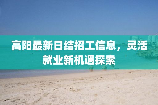 高陽最新日結(jié)招工信息，靈活就業(yè)新機遇探索